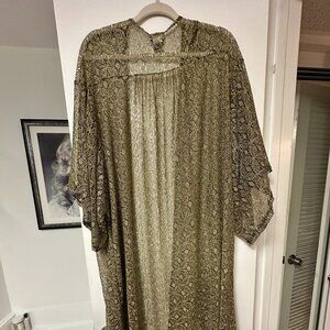 Torrid Metallic Gold Lace Kimono Duster, Size 2x/3x
